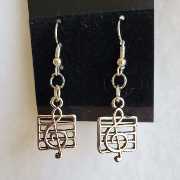 Occasion Creations Co Jewelry - Womens treble clef silver hook earrings